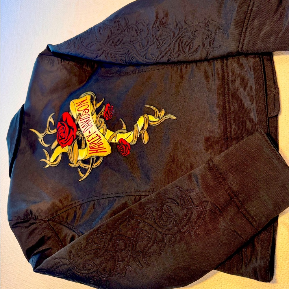 Harley-Davidson Black Jacket with Red and Gold Embroidery